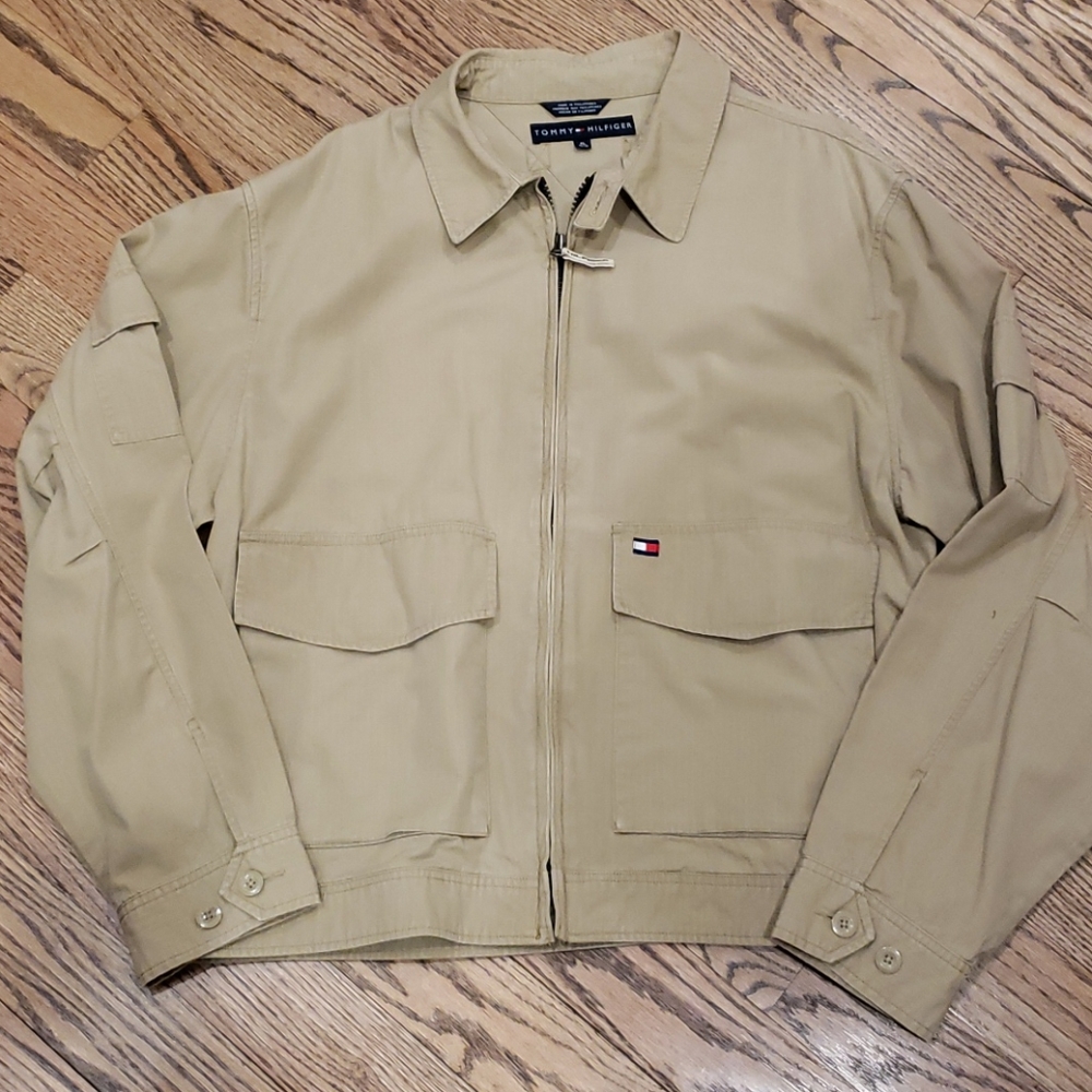 90's Tommy Hilfiger lightweight khaki jacket